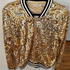 Gold sequin bomber jacket